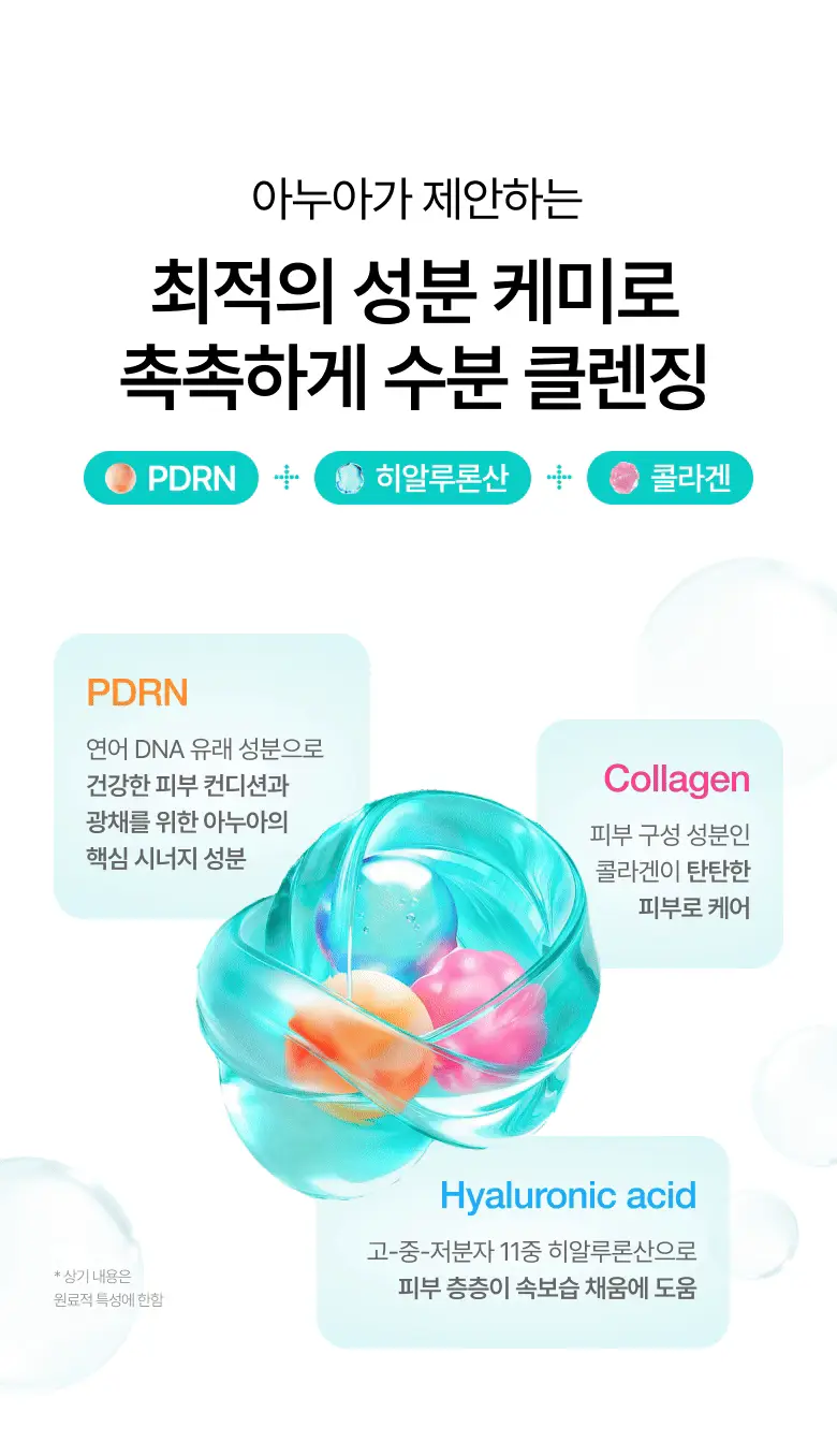 [수분촉촉] 아누아 피디알엔 히알루론산 수분 클렌징폼 150ml 상세페이지 5